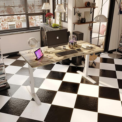 Monomi Height Adjustable Electric Standing Desk, 55 x 28 Inches Stand up Desk, Sit Stand Home Office Computer Desk, Maple
