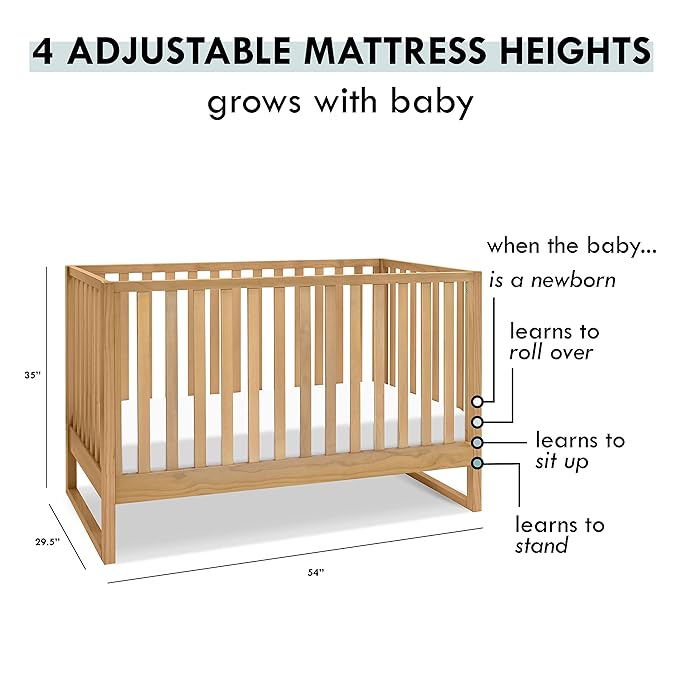 Davinci Hunter 3-in-1 Convertible Crib, Honey, Easy Assemble, Greenguard Gold Certified