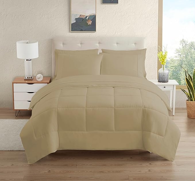 Sweet Home Collection College Bedding Set, 5 Piece Twin XL Size Bed in a Bag, Taupe