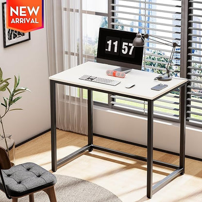 SINPAID Small Computer Desk 31.5 inches Desk for Small Spaces Sturdy Home Office Desk Modern Gaming Desk Study Writing Laptop Table, White Desk