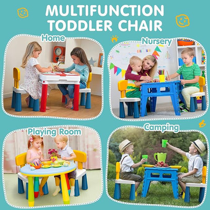 2 Pcs Plastic Toddler Chairs: Kids Chair for Table Birthday Gifts Step Stool Lightweight Indoor Outdoor School Playroom Nursery Beach Camping Activity Small Chair for Kids Boys Girls Age 3-10