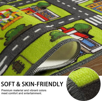 Zareas 3x5 Feet Kids Area Rug Play mat Car Rug for Playroom, Children Educational City Traffic Road Map Fun Car Carpet, Car Rug for Boys Bedroom, Upgrade Anti-Skid Rectangular for Kids Rugs, 60''x36''