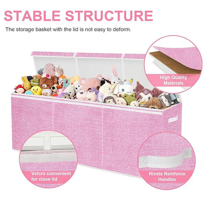 Extra Large Toy Box for Kids,Collapsible Toys Storage Chest Boxes Organizers with Dividers for Boys,Girls,Closet,Nursery,Playroom 35.8"x12.6"x16"(Dark Pink)