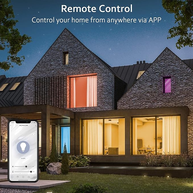 Peteme Smart WiFi Light Bulbs, Led RGB Color Changing Bulbs Compatible with Alexa, Siri,Echo, Google Home, A19 E26 60W Smart Bulbs 1 Pack