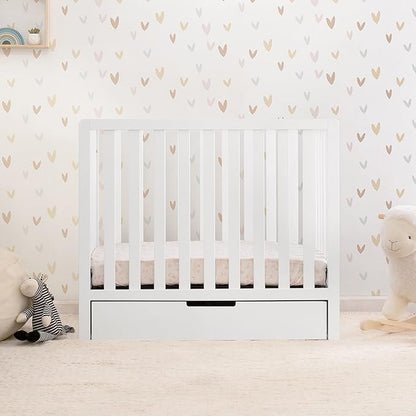 Carter's by DaVinci Colby 4-in-1 Convertible Mini Crib with Trundle Drawer in White, Greenguard Gold Certified, Undercrib Storage
