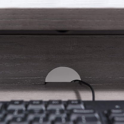Leick Home 23400 Chisel & Forge Writing Computer Desk with Drop Front Keyboard Drawer, Smoke Gray and Matte Black