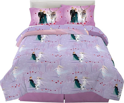 Disney Frozen 2 Kids Bedding Super Soft Comforter And Sheet Set, 5 Piece Full Size, "Official" Disney Product By Franco