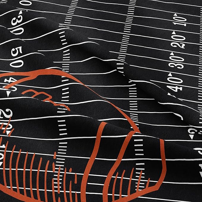 Tailor Shop Sports Football Comforter Set for Boys Kids Teens ，Football Bedding Sets Full Size Black Rugby Theme Bedding Set with 2 Comforter 2 Pillowcases