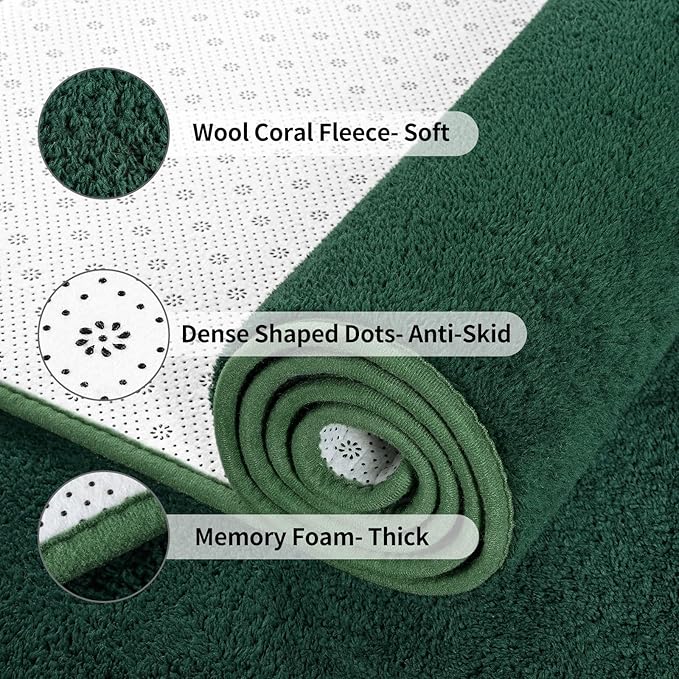 Area Rugs for Bedroom Living Room, 6x9 Dark Green Super Soft Comfy Thickened Memory-Foam Indoor Carpets, Modern Aesthetic Minimalist Carpet for Boys Girls Adults Apartment Nursery Home Décor