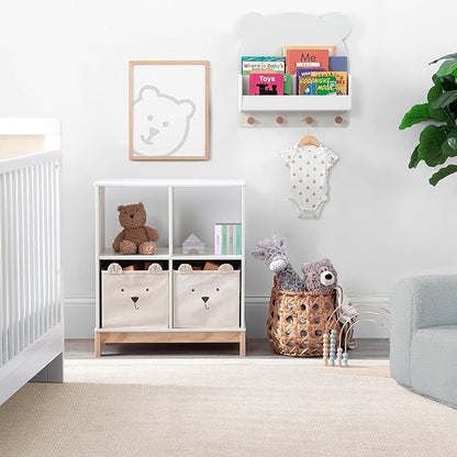 Delta Children babyGap Charlie 6-in-1 Convertible Crib + Brannan Bear Bookcase with Bins + Brannan Bear Wall Shelf with 4 Hooks, Bianca White (Bundle)