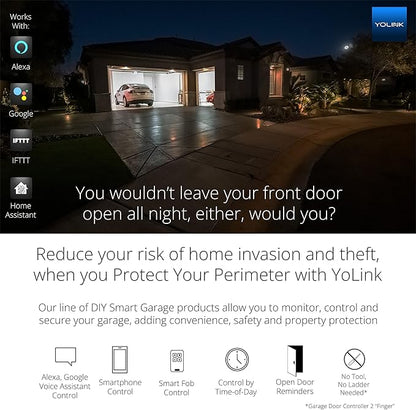 YoLink Smart Garage Door Sensor, Garage Door Position Sensor with Door Left-Open Reminders, Alexa, Google, IFTTT, Home Assistant (Hub Required)