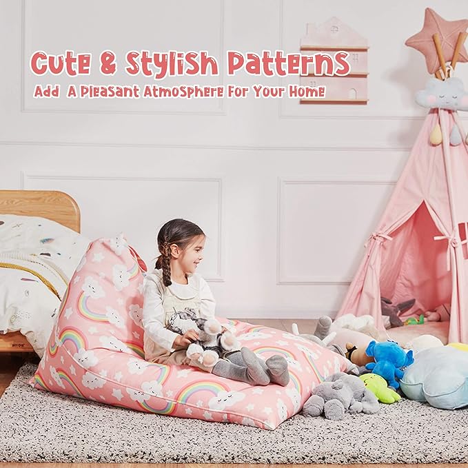 Nobildonna Stuffed Animal Storage Bean Bag for Kids (No Filler), Extra Large 250L Bean Bag Chair Cover Only, Washable Beanbag Without Filling Soft Premium Canvas Stuffable Bean Bag Cover (Baby Pink)