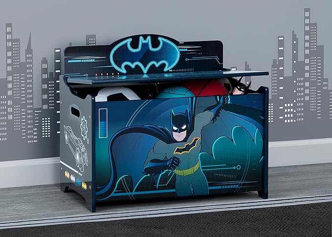 Batman Deluxe Toy Box by Delta Children Greenguard Gold Certified, Black/Blue