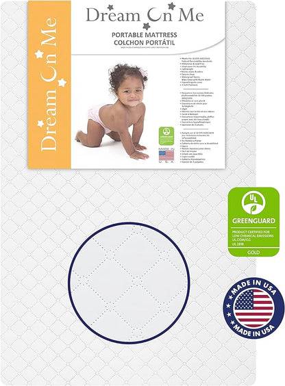 Aden 4-in-1 Convertible Mini Crib in Natural, Greenguard Gold Certified & Sunset 3” Extra Firm Fiber Crib Mattress, Greenguard Gold Certified, Waterproof Vinyl Cover