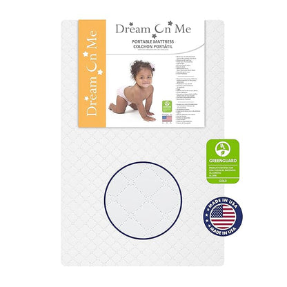 3-in-1 Portable Folding Crib Bundle with Sunset Extra Firm Fiber Mini Crib Mattress, 41x26x40 Inch and 38x24x3 Inch