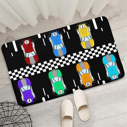 Race Car Rug Kids Play Area Rugs Race Car Track Rug Kids Rug with Roads and Tracks Car Track Carpet Car Rug for Boys Room Race Car Room Decor for Boys,Black 2'×3'