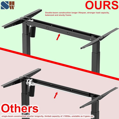 SHW 55-Inch L-Shaped Electric Height Adjustable L-Shaped Standing Desk with Right Facing Corner, Walnut