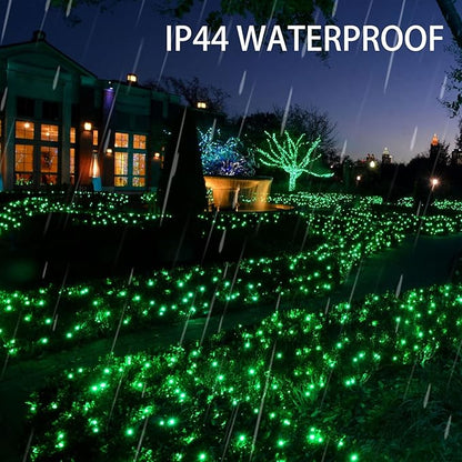 Dazzle Bright 2 Pack Total 400LED 132FT Green Christmas Solar String Outdoor Lights, St. Patrick's Day Solar Powered with 8 Modes Waterproof Fairy Lights for Patio Garden Tree Party Yard Decoration