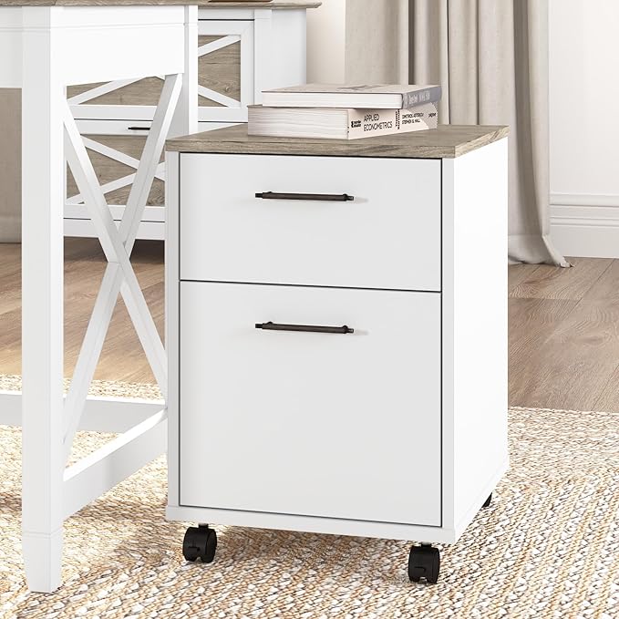 Bush KWF116G2W-03 2-Drawer Mobile File Cabinet Ltr/Lgl Shiplap Gray/Pure White 15.51-Inch