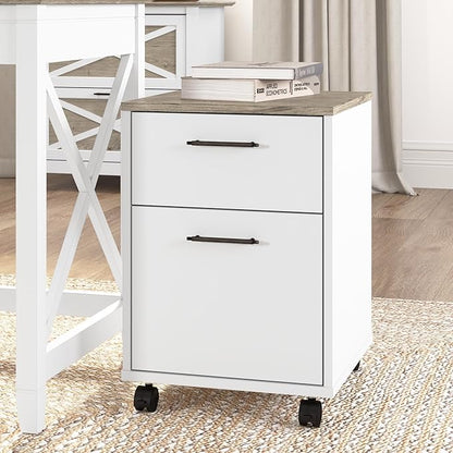 Bush KWF116G2W-03 2-Drawer Mobile File Cabinet Ltr/Lgl Shiplap Gray/Pure White 15.51-Inch