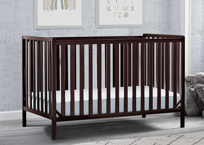 Delta Children Heartland 4-in-1 Convertible Crib, Dark Chocolate + Delta Children Twinkle Galaxy Dual Sided Recycled Fiber Core Crib and Toddler Mattress (Bundle)
