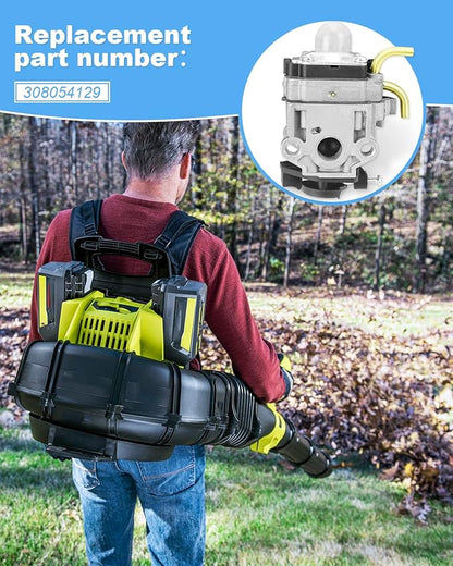 Carburetor Kits 308054129 Fits for Ryobi RY38BP 38cc Backpack Blower, with Gaskets Fuel Line Filter
