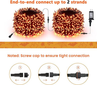 Toodour Halloween Orange Lights, 131ft 350 LED Plug in Halloween String Lights with 8 Modes and Timer, Connectable Outdoor Halloween Lights for Home, Party, Indoor Halloween Decor