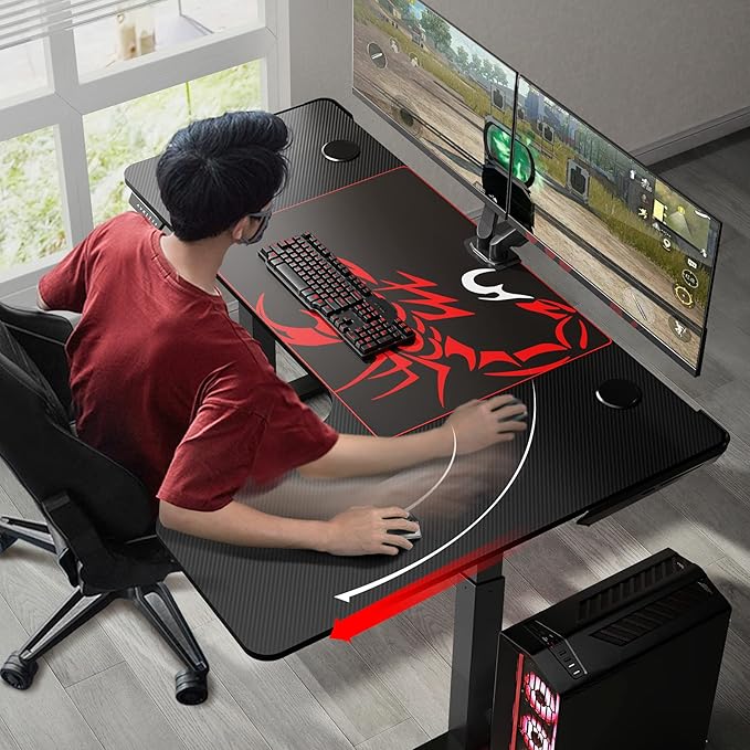 EUREKA ERGONOMIC Standing Desk L Shaped, 60 Inch Gaming Desk Electric Height Adjustable Dual Motor Rising Sit Stand Up Corner Desk for Computer Home Office, Smart Memory Preset Mousepad, Large, Left