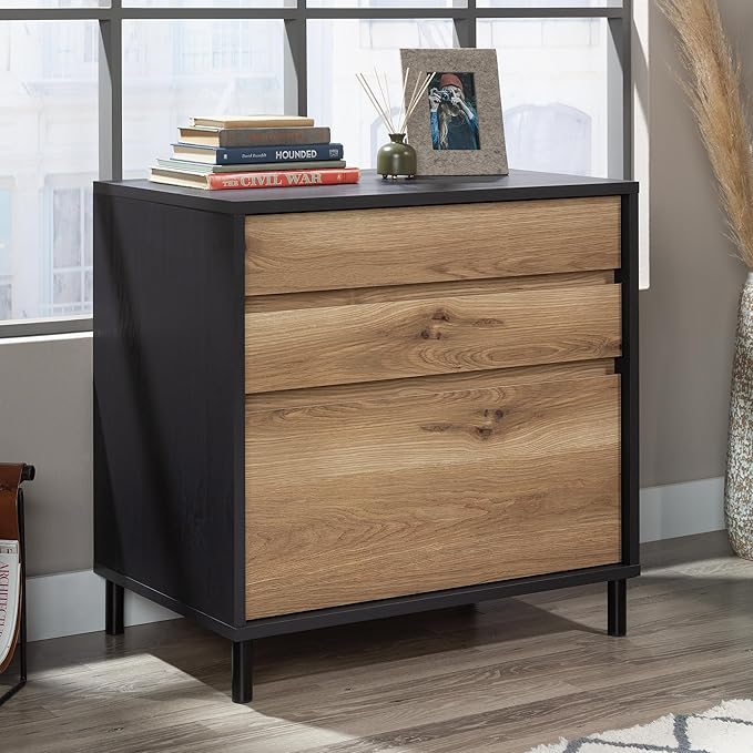 Sauder Acadia Way Lateral File, L: 30.32" x W: 19.45" x H: 29.76", Raven Oak Finish
