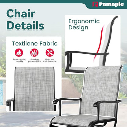 Pamapic 7 Pieces Patio Dining Set, Outdoor Dining Set for Garden Backyard Poolside Deck,Outdoor Table and Chairs Set with 4 Textilene Swivel Chairs ＆ 2 Regular Chairs,Gray