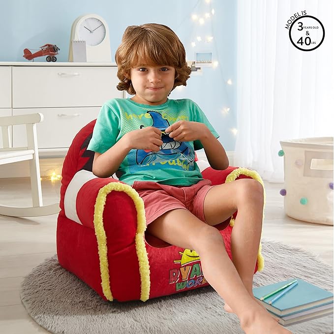 Idea Nuova Ryan's World Plush Bean Bag Chair with Sherpa Trim Red