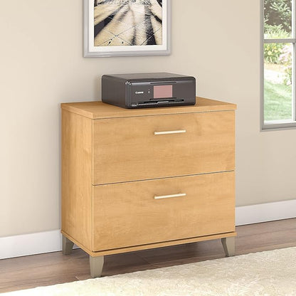 Bush Furniture Somerset 2 Drawer Lateral File Cabinet | Letter, Legal, and A4-size Document Storage for Home Office, 30W x 17D x 29H, Maple Cross