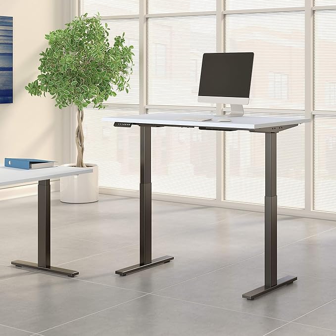 Bush Business Furniture Move 60 Electric Ergonomic Sit-Stand Computer Table for Home and Professional Office, 48W x 24D, White