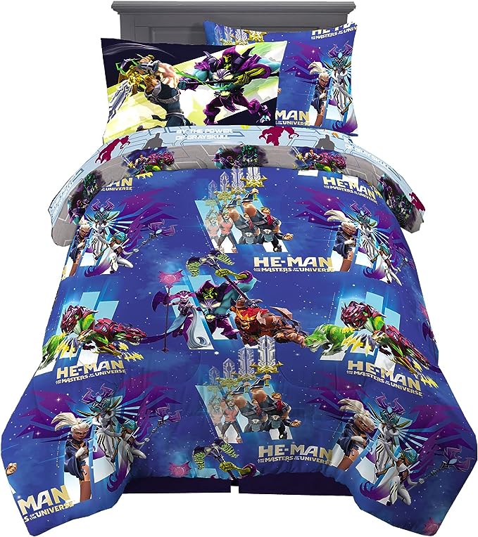 Franco Kids Bedding Super Soft Comforter and Sheet Set with Sham, 5 Piece Twin Size, He-Man and the Masters of the Universe