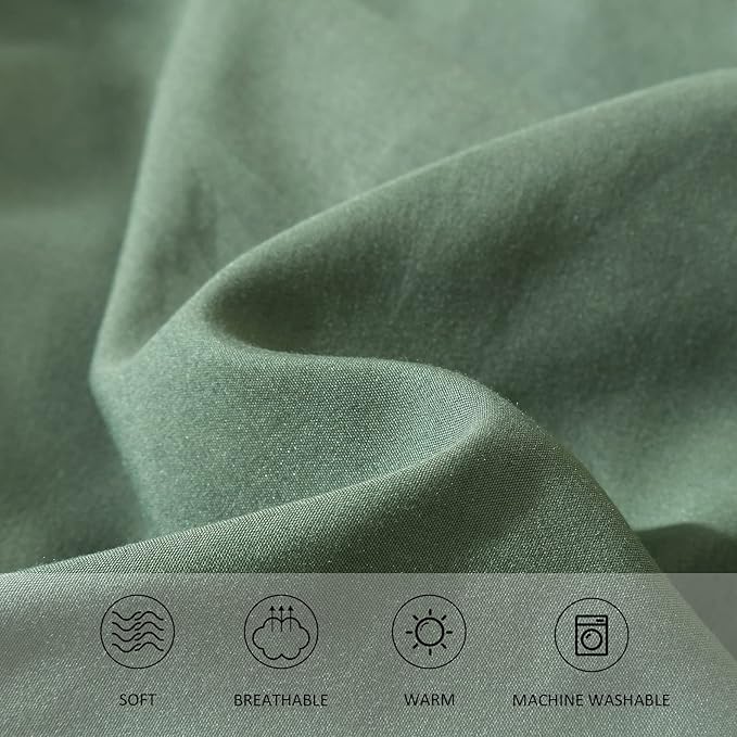Emerald Green Comforter King Size, Modern Bedding Set for Women/Men, Cute Soft & Lightweight Microfiber Bed Sets, 3 pcs-1 Comforter & 2 Pillowcases 104"x90"