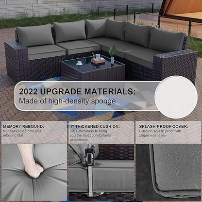 Kullavik 12PCS Outdoor Patio Furniture Set PE Wicker Rattan Sectional Sofa Patio Conversation Sets,Grey