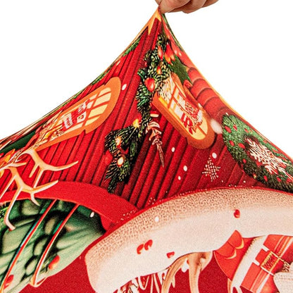 6PCS Christmas Dining Chair Covers Stretch Removable Washable Dining Room Chair Protector Slipcovers Santa Claus House Wreaths Kitchen Chair Cover Slipcover Protector for Xmas Holiday Party Home Décor