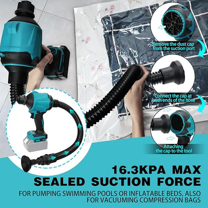 Compressed Air Duster Machine for Makita, Cordless Brushless Inflator Cleaner Duster Leaf Blower, for Cleaning dust, Hair,Inflating Swimming Pools and Inflatable beds, Vacuum Compression