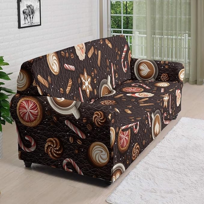 FKELYI Christmas Sofa Slipcover Washable Sofa Couch Cover Comfortable Furniture Protector with Elastic Bottom Stretch Sofa Slipcovers L