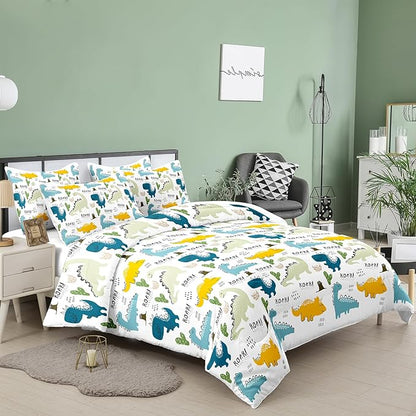 NINENINE Dinosaur Bedding Set for Kids,Twin Comforter Sets for Kids Boys,Blue Dinosaur Comforter Sets Cute Bed Set with 1 Comforter 1 Pillowcase