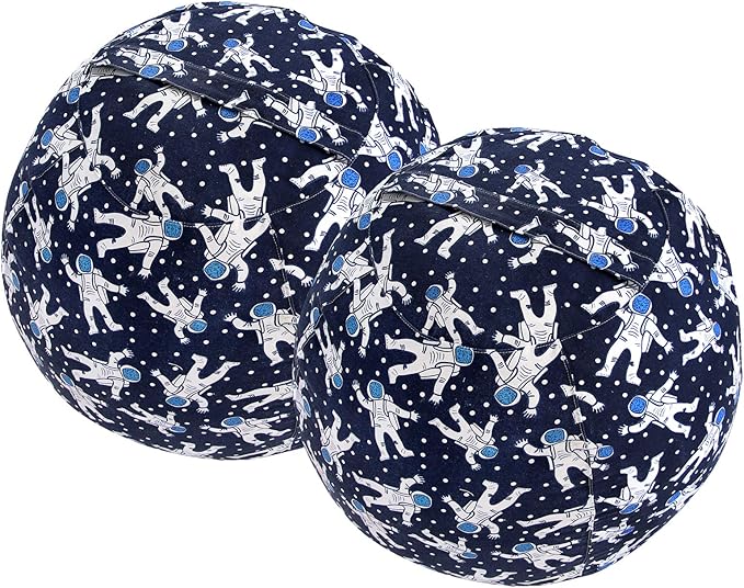 2 PCS Stuffed Animal Storage Bean Bag Chair Cover, Cotton Canvas Beanbag with Zipper for Organizing Kid's and Adults Room Blue Astronaut 24"