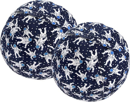 2 PCS Stuffed Animal Storage Bean Bag Chair Cover, Cotton Canvas Beanbag with Zipper for Organizing Kid's and Adults Room Blue Astronaut 24"