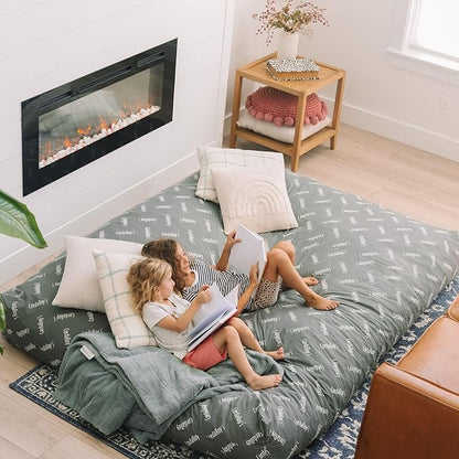 CordaRoy's Chenille Bean Bag Chair, Convertible Chair Folds from Bean Bag to Lounger, As Seen on Shark Tank, Charcoal - Queen Size