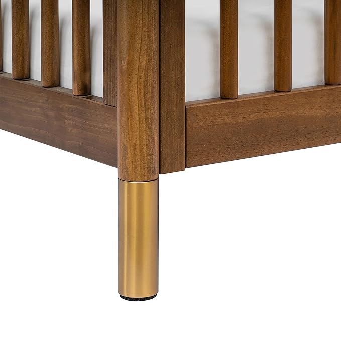 babyletto Gelato 4-in-1 Convertible Mini Crib in Natural Walnut and Brushed Gold Feet, Greenguard Gold Certified
