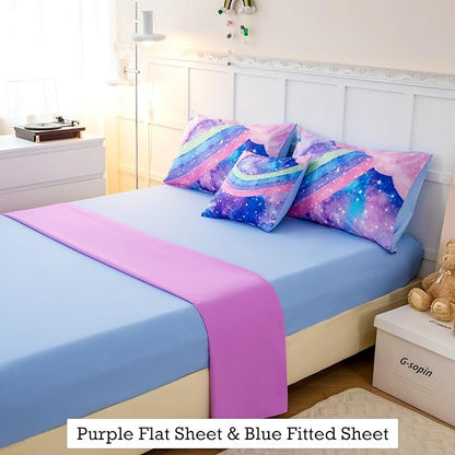 Tie Dye Comforter Girls Twin Comforter Set, 6 Pieces Colorful Rainbow Bed in A Bag, Pastel Gradient Galaxy Bedding Sets with Sheets, Comforter and Pillowcases for Teens Kids