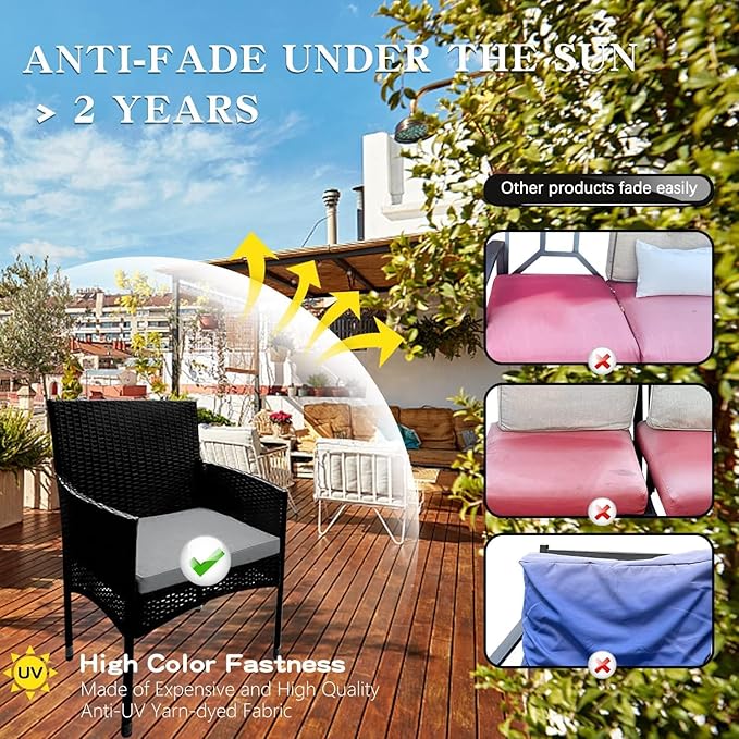 ClawsCover 3Pack Outdoor Seat Cushions Replacement Covers Fit for 4 Pieces Wicker Rattan Furniture Patio Conversation Set Loveseat Chair,38x19x2,19x19x2,Gray-Large (Include Cover Only)