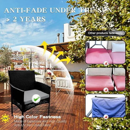 ClawsCover 3Pack Outdoor Seat Cushions Replacement Covers Fit for 4 Pieces Wicker Rattan Furniture Patio Conversation Set Loveseat Chair,38x19x2,19x19x2,Gray-Large (Include Cover Only)