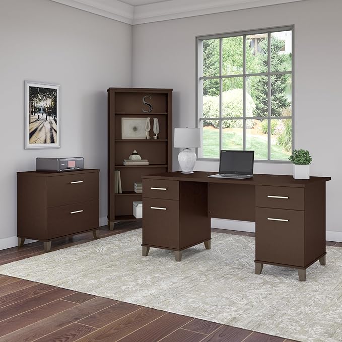 Bush Furniture Somerset 2 Drawer Lateral File Cabinet in Mocha Cherry
