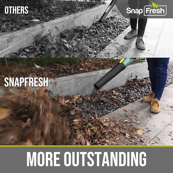 SnapFresh Cordless Leaf Blower - 550CFM Brushless Electric Leaf Blower with 4.0 Ah Battery and Fast Charger - Lightweight 20V Yard and Garden Blower for Lawn Care…