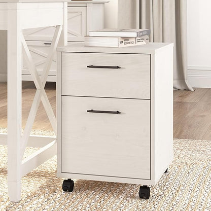 Bush Furniture Key West 2-Drawer Mobile File Cabinet, Letter/Legal, Linen White Oak, 15.75-Inch (KWF116LW-03)